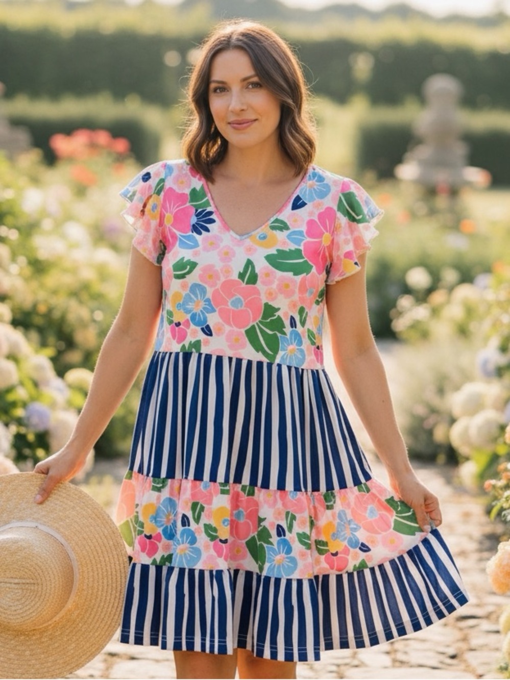 Kaeli Smith UPF 50+ Floral and Striped Dress